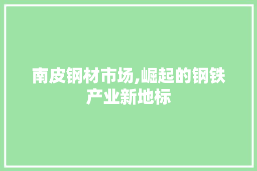 南皮钢材市场,崛起的钢铁产业新地标