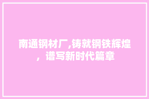南通钢材厂,铸就钢铁辉煌，谱写新时代篇章