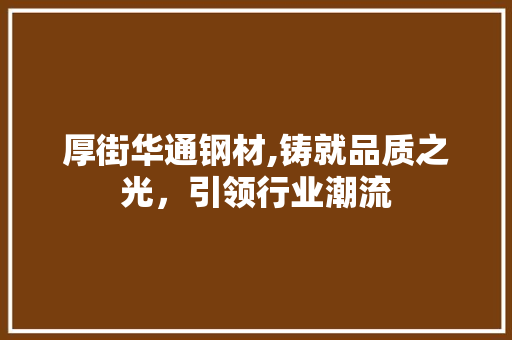 厚街华通钢材,铸就品质之光，引领行业潮流