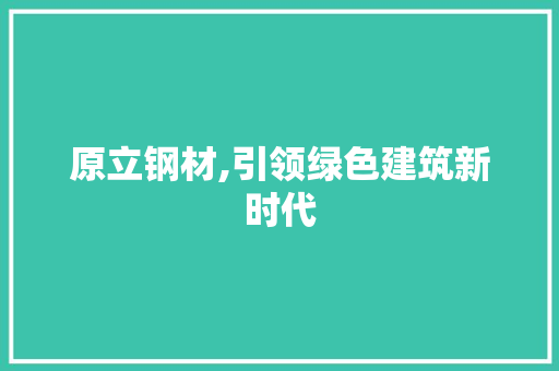 原立钢材,引领绿色建筑新时代