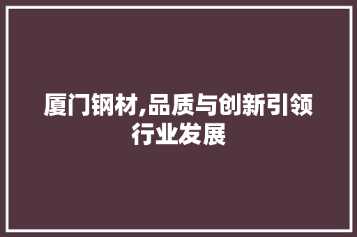 厦门钢材,品质与创新引领行业发展