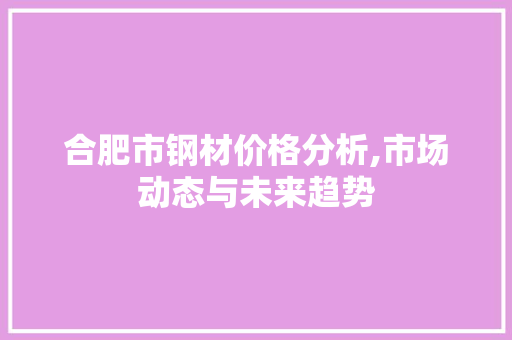 合肥市钢材价格分析,市场动态与未来趋势