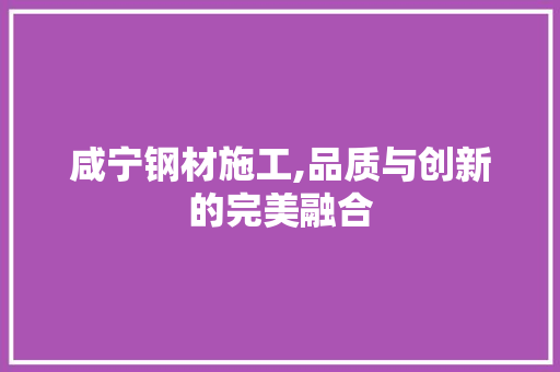 咸宁钢材施工,品质与创新的完美融合