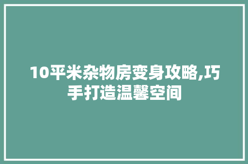 10平米杂物房变身攻略,巧手打造温馨空间