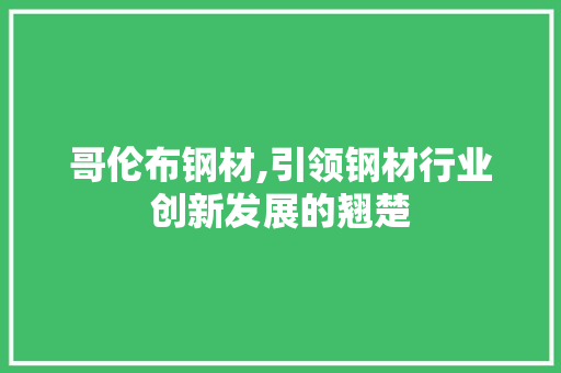 哥伦布钢材,引领钢材行业创新发展的翘楚