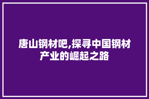 唐山钢材吧,探寻中国钢材产业的崛起之路