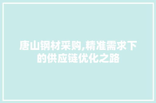 唐山钢材采购,精准需求下的供应链优化之路