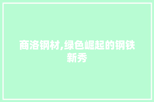 商洛钢材,绿色崛起的钢铁新秀