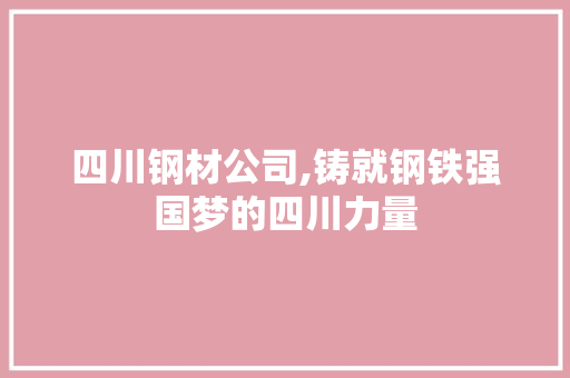 四川钢材公司,铸就钢铁强国梦的四川力量