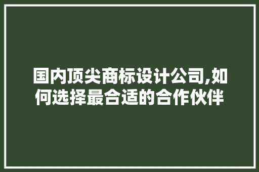 国内顶尖商标设计公司,如何选择最合适的合作伙伴