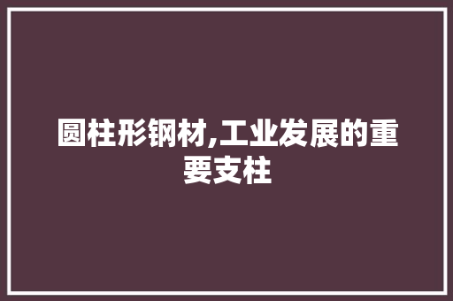 圆柱形钢材,工业发展的重要支柱