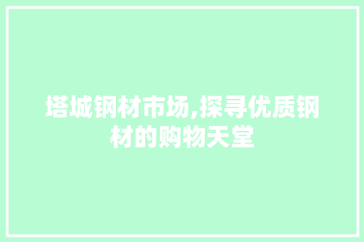 塔城钢材市场,探寻优质钢材的购物天堂