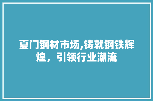 夏门钢材市场,铸就钢铁辉煌，引领行业潮流
