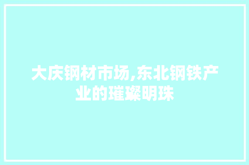 大庆钢材市场,东北钢铁产业的璀璨明珠