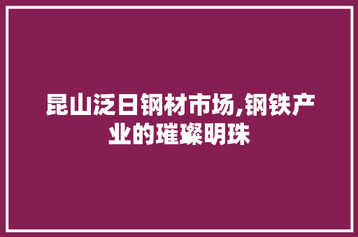 昆山泛日钢材市场,钢铁产业的璀璨明珠