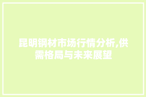 昆明钢材市场行情分析,供需格局与未来展望