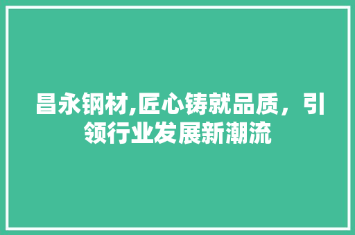 昌永钢材,匠心铸就品质，引领行业发展新潮流