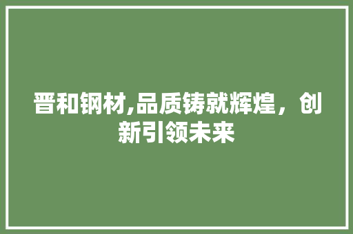 晋和钢材,品质铸就辉煌，创新引领未来