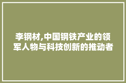 李钢材,中国钢铁产业的领军人物与科技创新的推动者