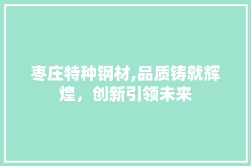 枣庄特种钢材,品质铸就辉煌，创新引领未来