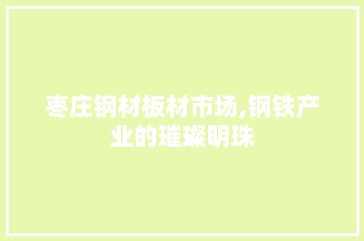 枣庄钢材板材市场,钢铁产业的璀璨明珠