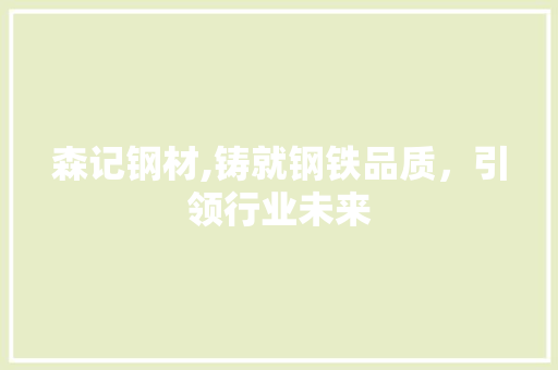 森记钢材,铸就钢铁品质，引领行业未来