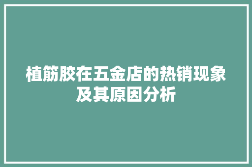 植筋胶在五金店的热销现象及其原因分析