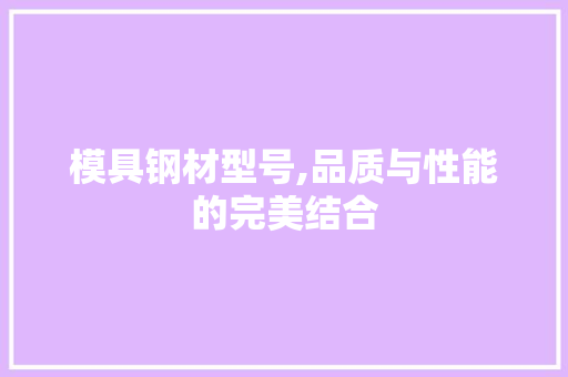 模具钢材型号,品质与性能的完美结合