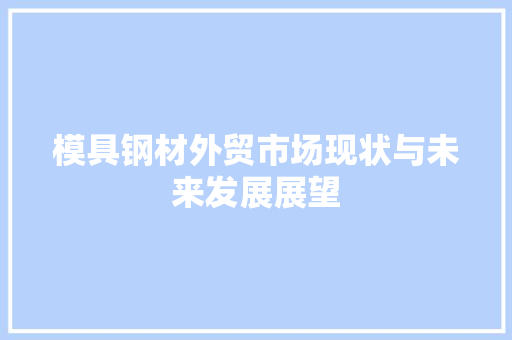 模具钢材外贸市场现状与未来发展展望
