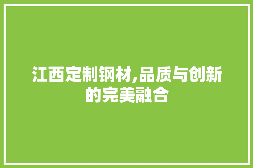 江西定制钢材,品质与创新的完美融合