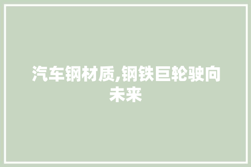 汽车钢材质,钢铁巨轮驶向未来