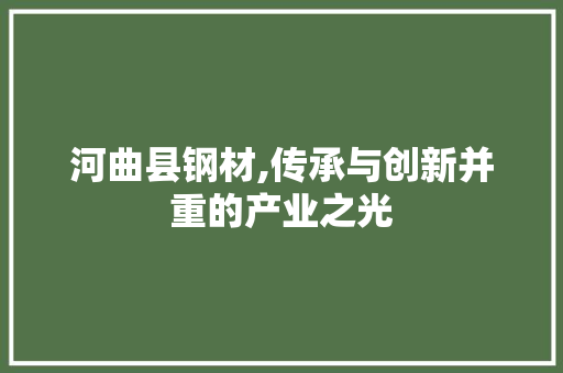 河曲县钢材,传承与创新并重的产业之光