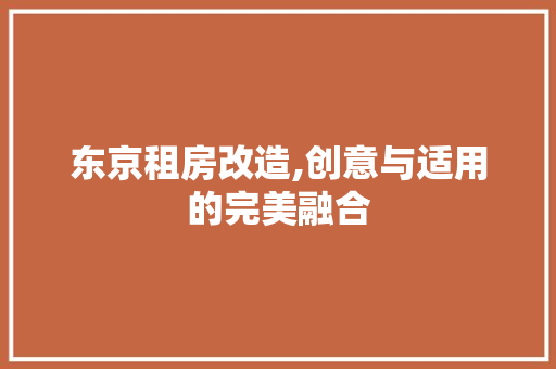 东京租房改造,创意与适用的完美融合