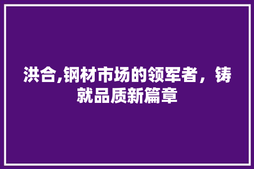洪合,钢材市场的领军者，铸就品质新篇章
