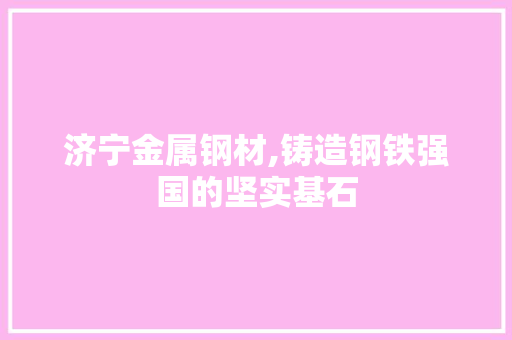 济宁金属钢材,铸造钢铁强国的坚实基石