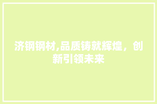 济钢钢材,品质铸就辉煌，创新引领未来
