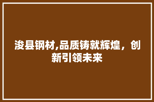 浚县钢材,品质铸就辉煌，创新引领未来