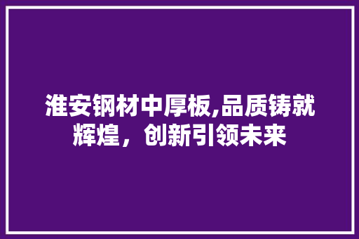 淮安钢材中厚板,品质铸就辉煌，创新引领未来