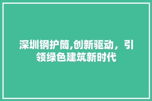 深圳钢护筒,创新驱动，引领绿色建筑新时代
