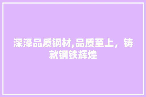 深泽品质钢材,品质至上，铸就钢铁辉煌