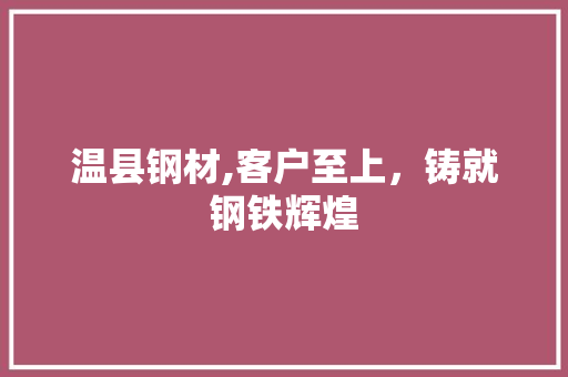 温县钢材,客户至上，铸就钢铁辉煌