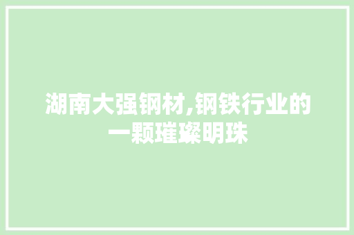 湖南大强钢材,钢铁行业的一颗璀璨明珠