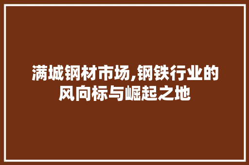 满城钢材市场,钢铁行业的风向标与崛起之地
