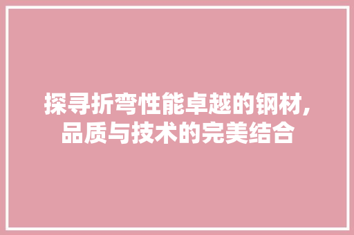 探寻折弯性能卓越的钢材,品质与技术的完美结合