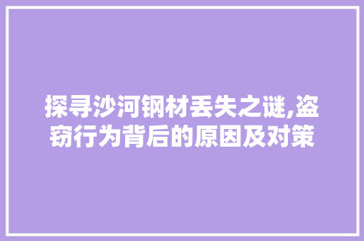 探寻沙河钢材丢失之谜,盗窃行为背后的原因及对策