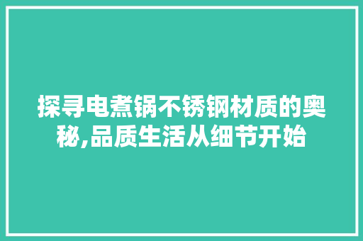 探寻电煮锅不锈钢材质的奥秘,品质生活从细节开始