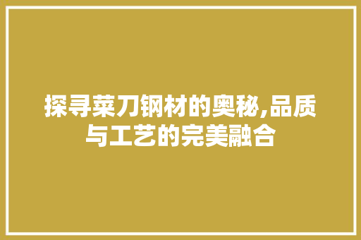 探寻菜刀钢材的奥秘,品质与工艺的完美融合