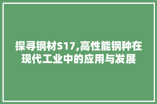 探寻钢材S17,高性能钢种在现代工业中的应用与发展