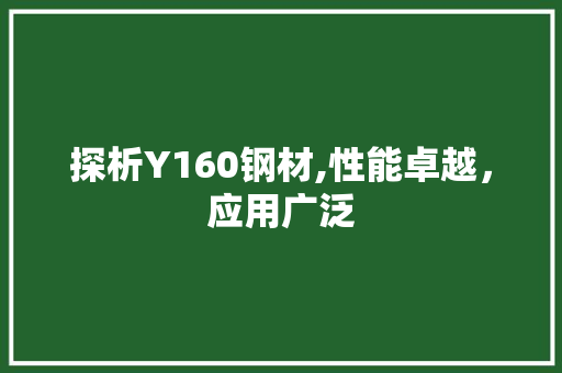 探析Y160钢材,性能卓越，应用广泛