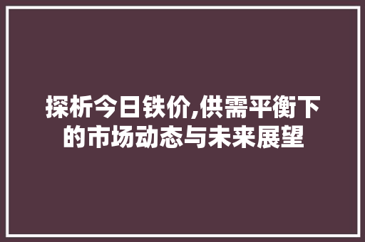 探析今日铁价,供需平衡下的市场动态与未来展望